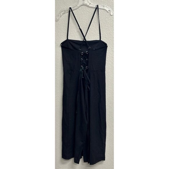 Wild Fable NWT Women's Linen Tie Back Summer Midi Slip Dress Black Size 16 - Picture 1 of 11